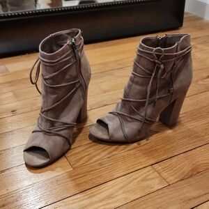 Stylish Taupe Lace-Up Ankle Boots